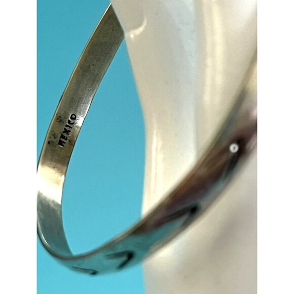Sterling Silver 925 Mexico Bangle Bracelet With Arrow Etching Design - Picture 3 of 4